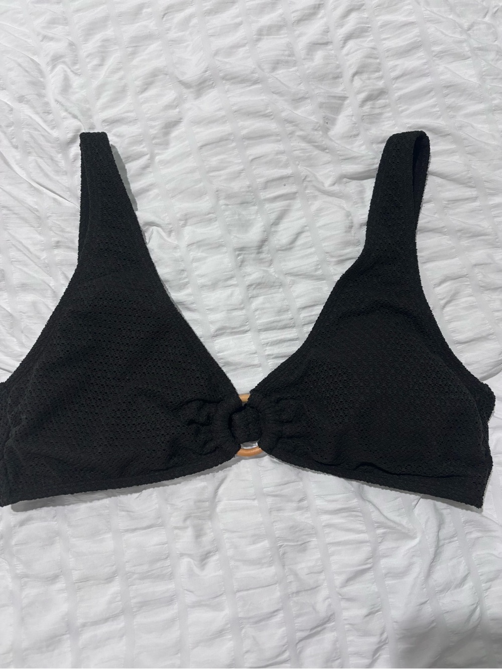 Old Navy Bikini Top Tank Scoop Neck Rear Hook Xl Black Textured Wood Ring
